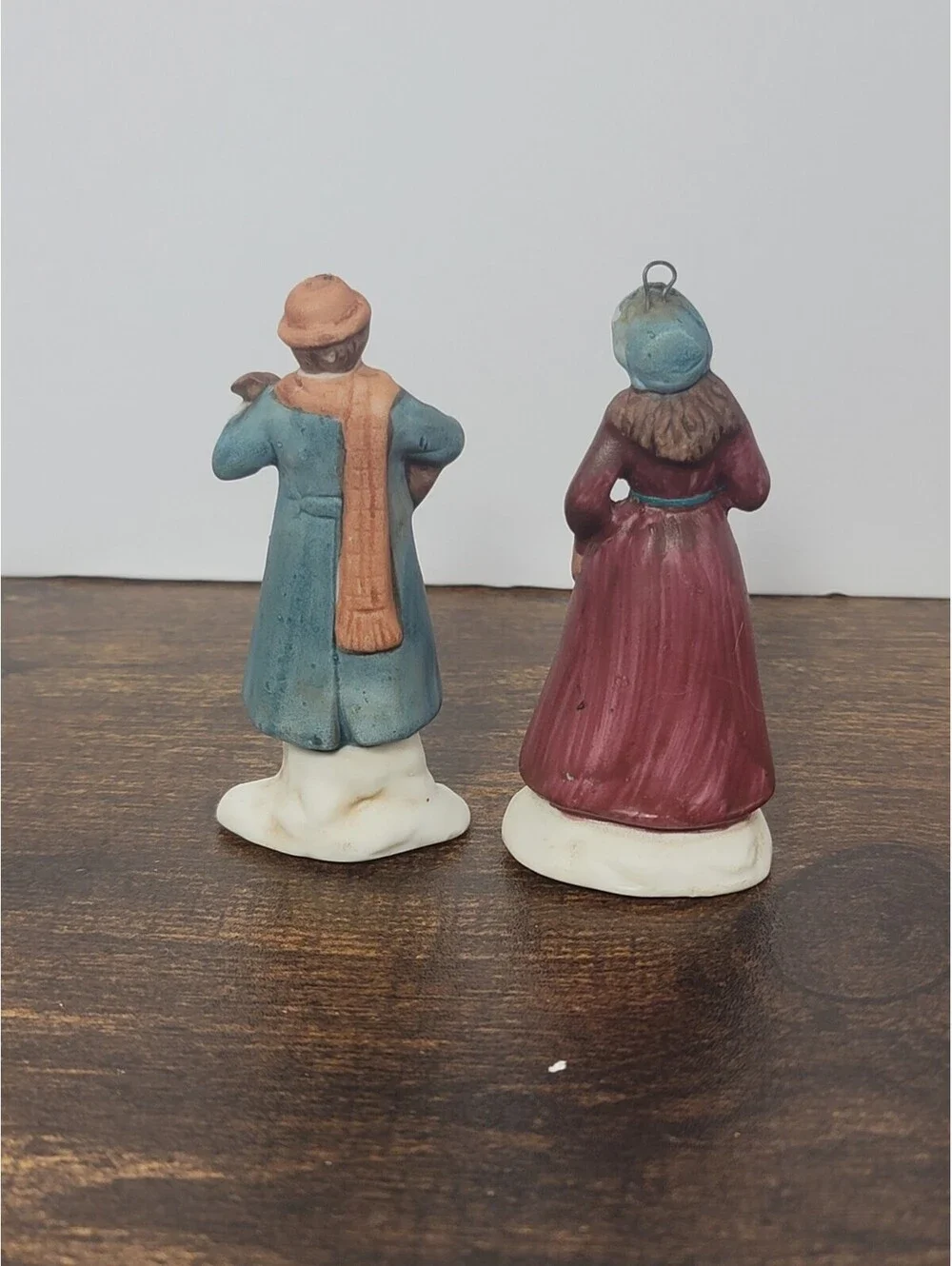 Vgt Porcelain Bisque Figurine 4 Christmas Town People Instruments Mini Ornaments